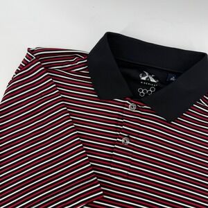 Callaway Golf X Series Mens XL Red Black White Stripe Short Sleeve Polo Shirt